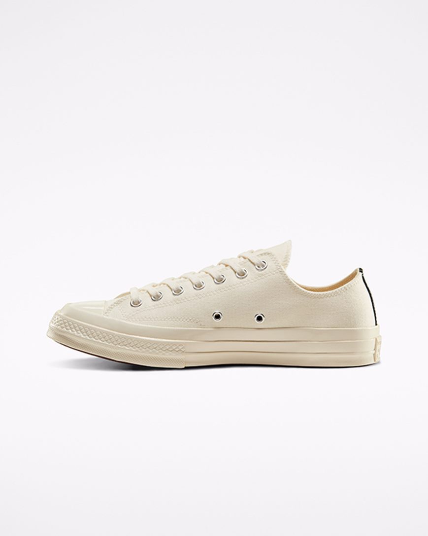 Women's Converse x Comme des Garçons PLAY Chuck 70 Low Top Shoes White / Red | AU 50318R